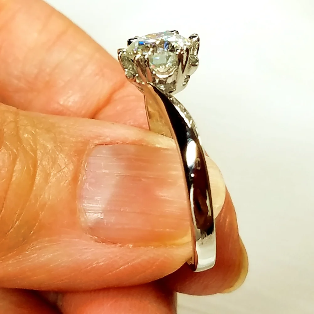 Moissanite  One Carat Solitare Ring Certified